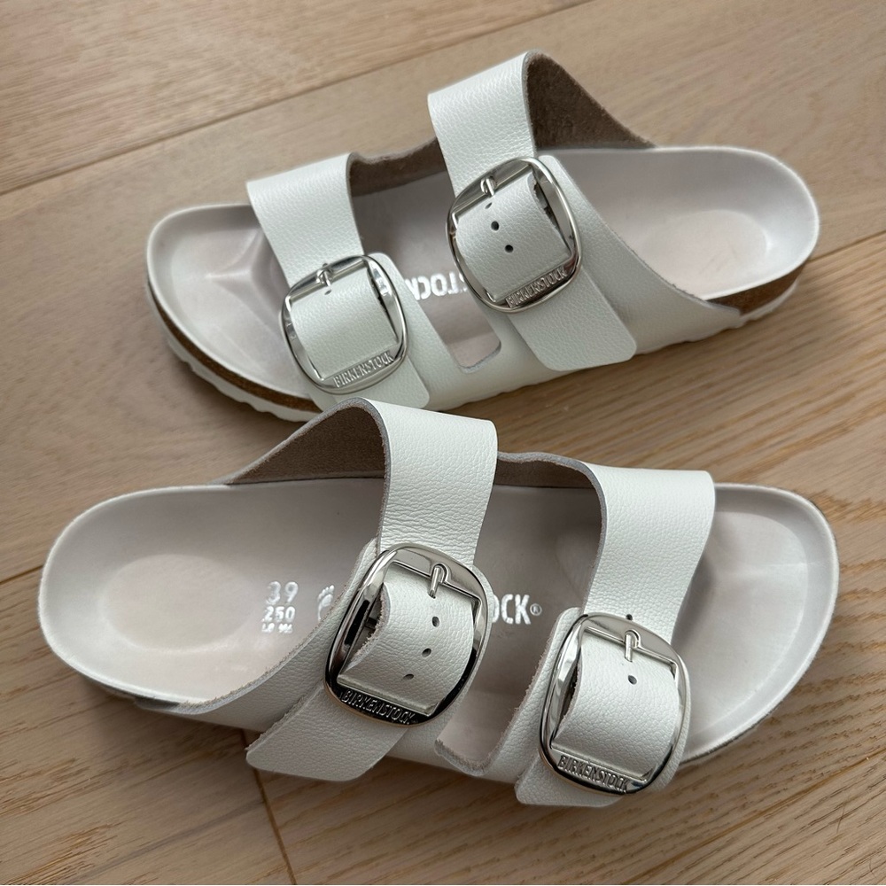 Arizona Big Buckle Sandal in White